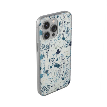 Serene Blue Wildflower Phone Case - Elegant White Background Design - Spring Collection - Flexi Cases Phone Case Pattern Symphony   