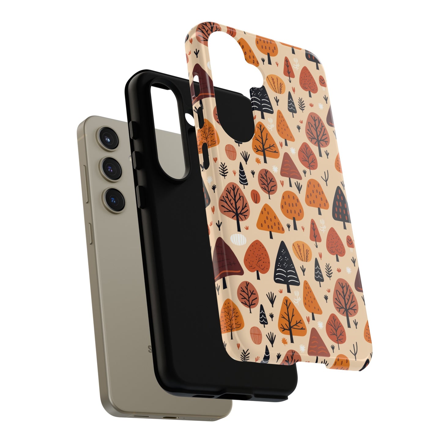 Terracotta Tree Tapestry: A Playful Autumn Mosaic - Tough Phone Case