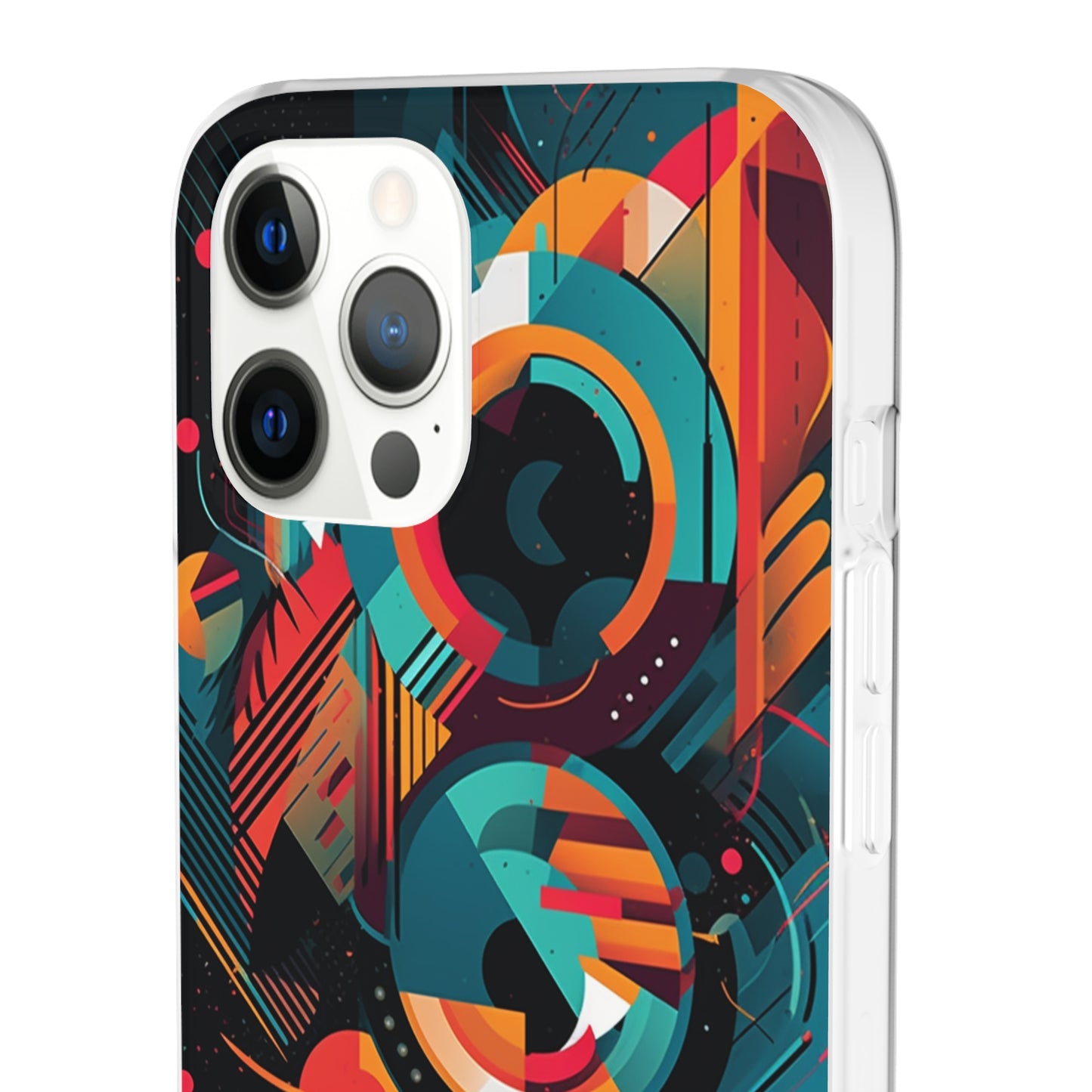 Vibrant Geometric Fusion Phone Case - Bold Squares & Circles Design - Flexi Cases Phone Case Pattern Symphony   