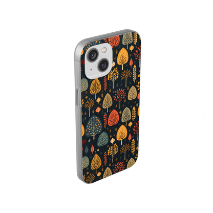 Mid-Century Mosaic: Dappled Leaves and Folk Imagery - Flexible Phone Case