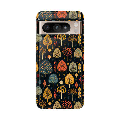 Mid-Century Mosaic: Dappled Leaves and Folk Imagery - Tough Phone Case