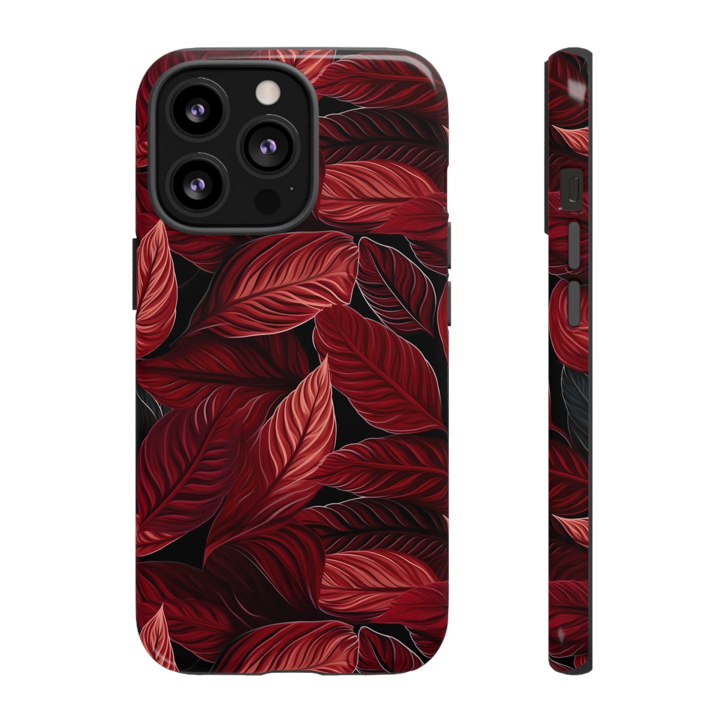 Scarlet Whispers: Lush Autumn Colours in Botanical Bliss - Tough Phone Case