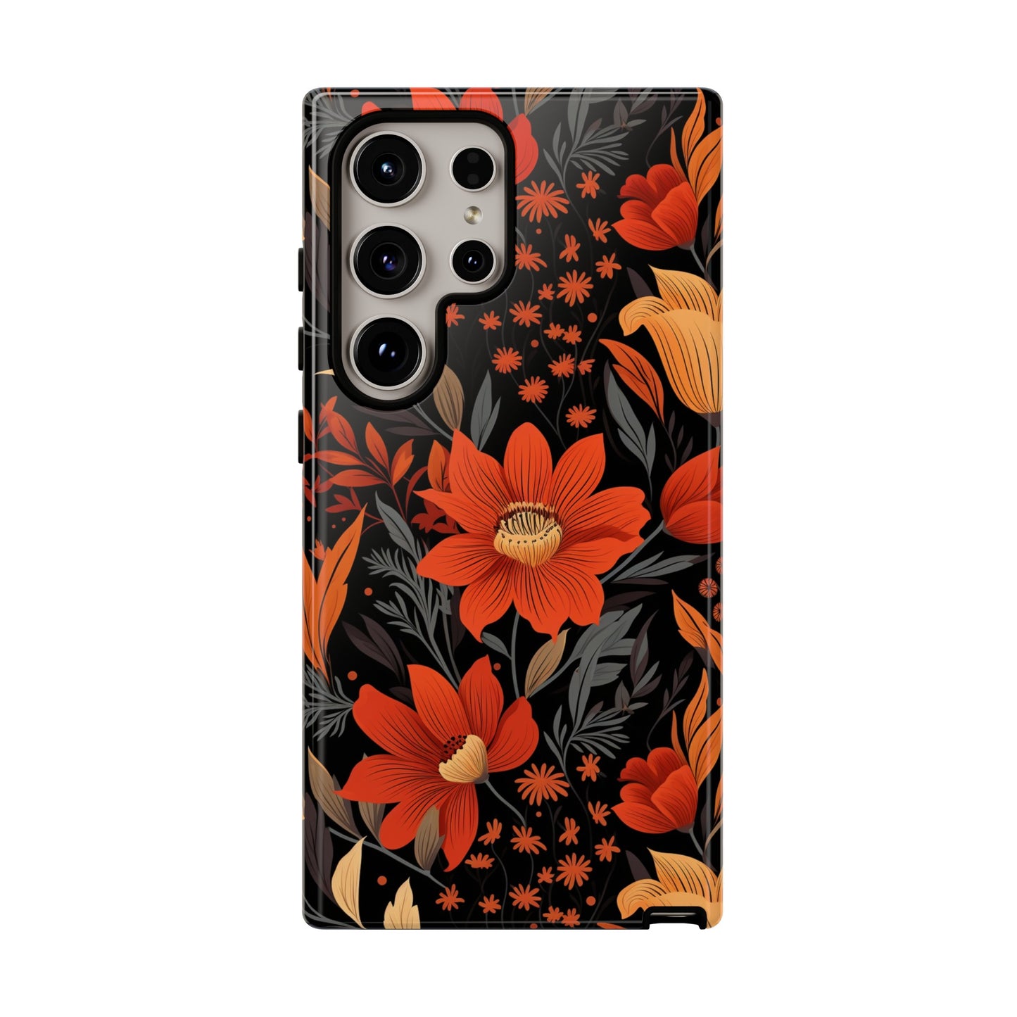 Autumn Blossom Noir: A Dark Floral Canvas Tough Case