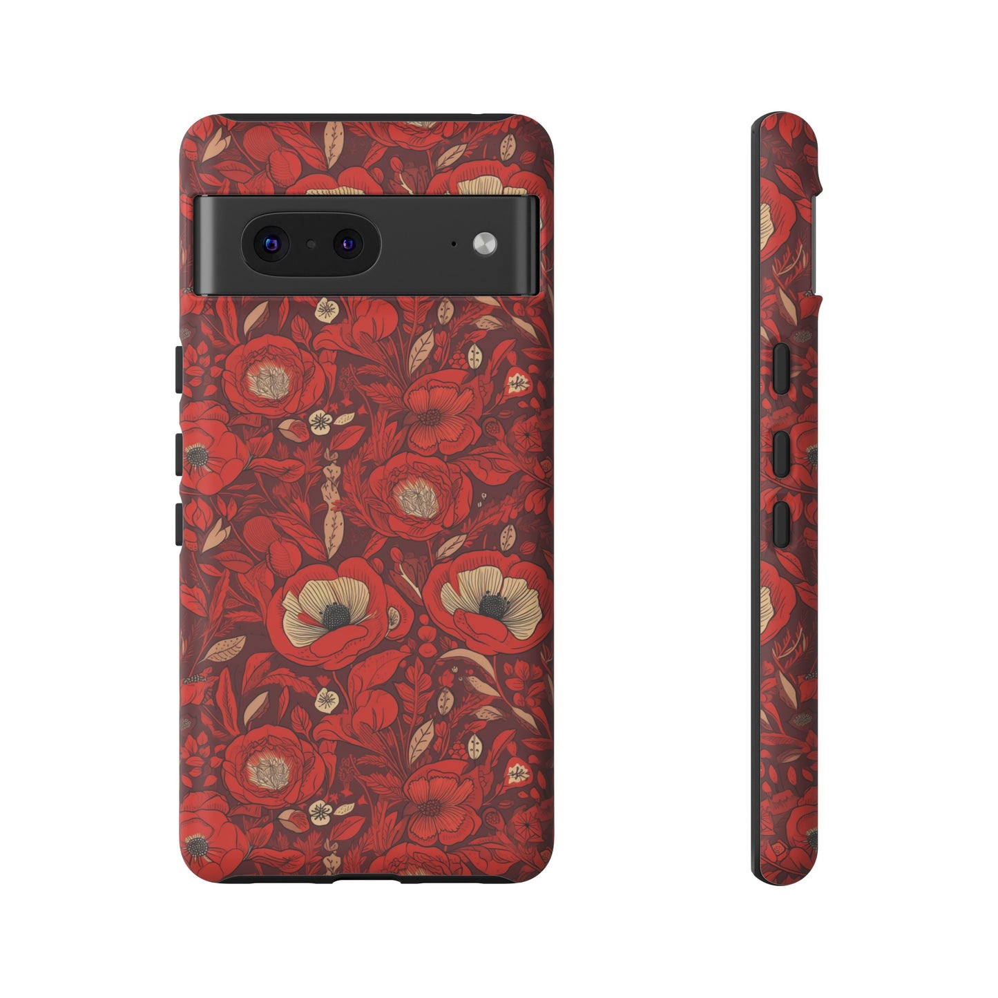 Radiant Spring Blossoms Tough Phone Case - Vibrant Red Floral Design