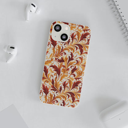 Swirling Autumn: Vortexes of Fall Foliage in Gold and Bronze - Flexible Phone Case