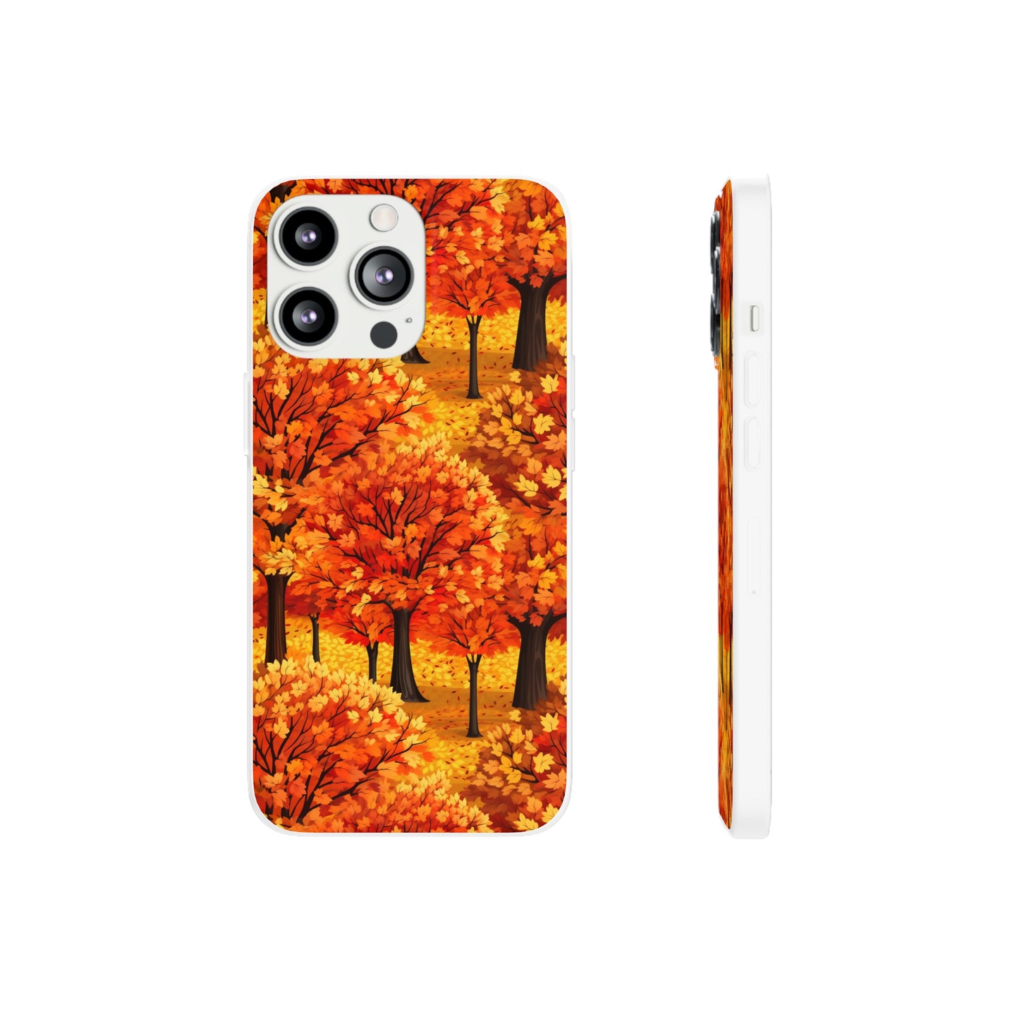 Impasto-Style Woodlands: High-Contrast Autumn Foliage - Flexible Phone Case