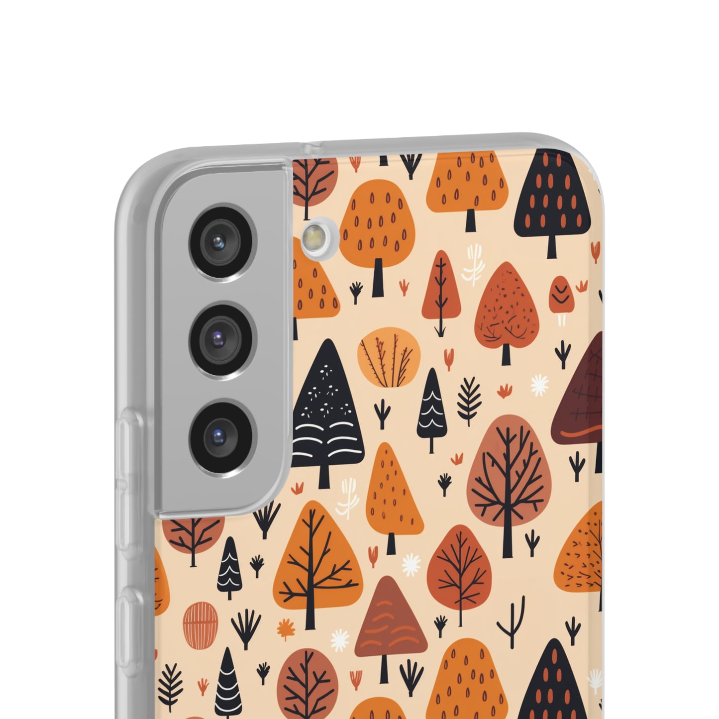 Terracotta Tree Tapestry: A Playful Autumn Mosaic - Flexible Phone Case