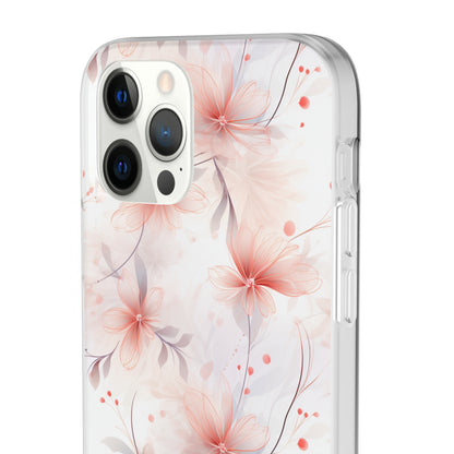 Whispering Petals: Subtle Grey & Pastel Red Gradient Phone Case