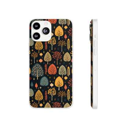 Mid-Century Mosaic: Dappled Leaves and Folk Imagery - Flexible Phone Case