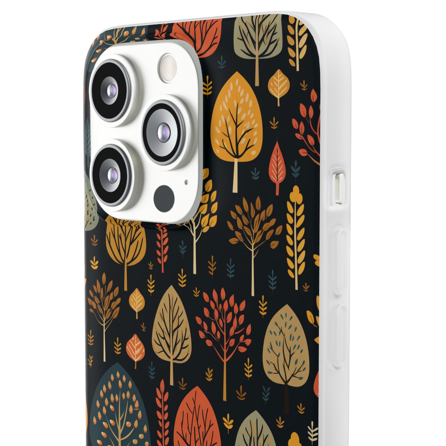 Mid-Century Mosaic: Dappled Leaves and Folk Imagery - Flexible Phone Case