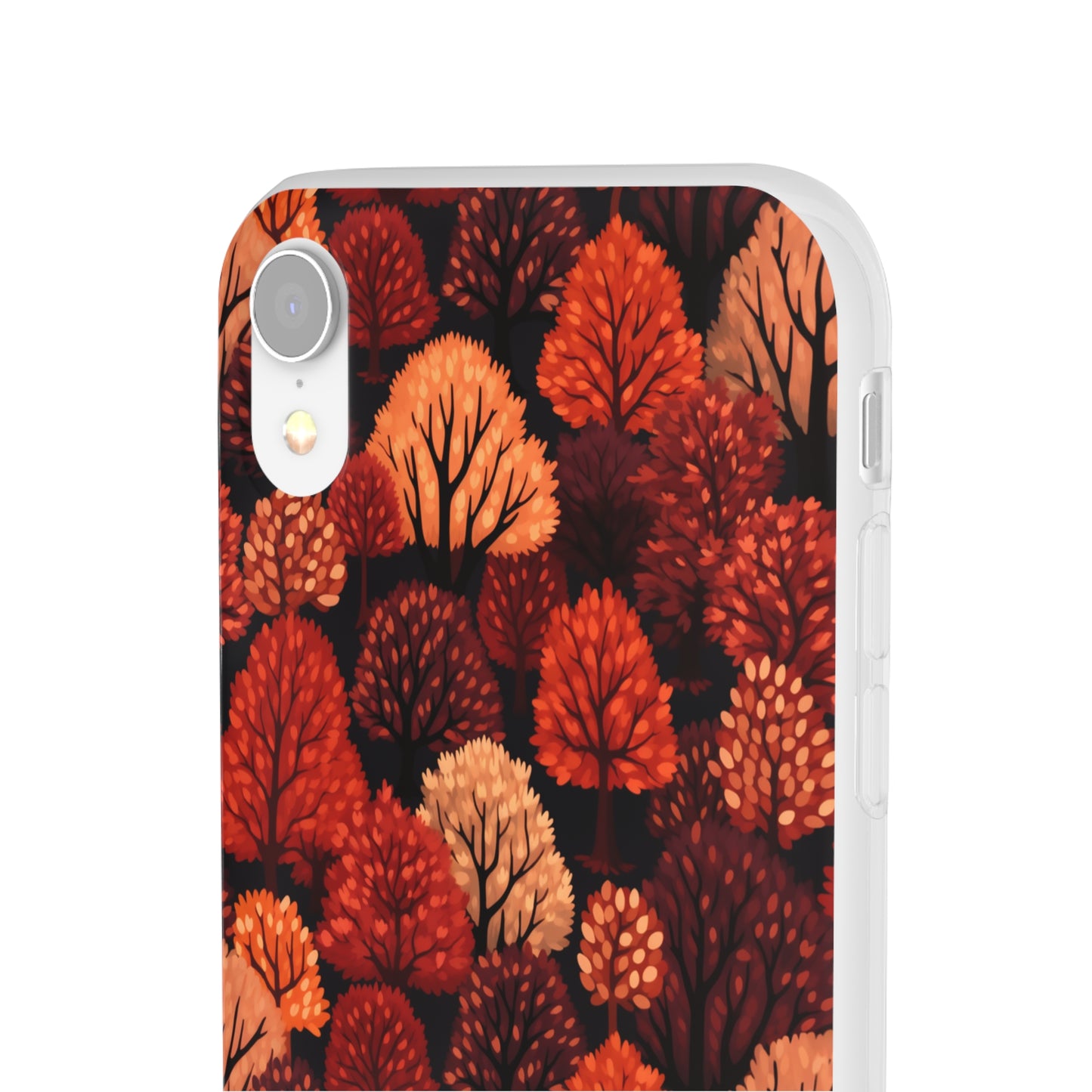 Crimson Forest: Autumn Trees in Vibrant Detail - Flexible Phone Case