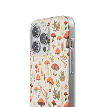 Mushroom Haven - Autumnal Tones Botanical illustration - Flexible Phone Case