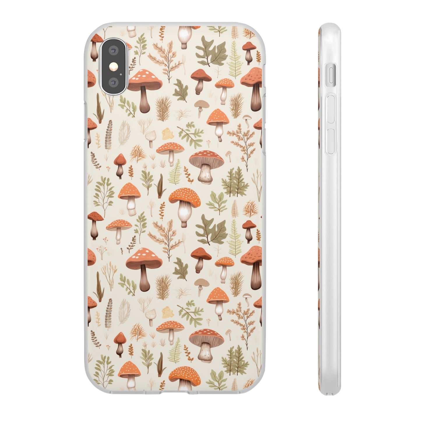 Mushroom Haven - Autumnal Tones Botanical illustration - Flexible Phone Case