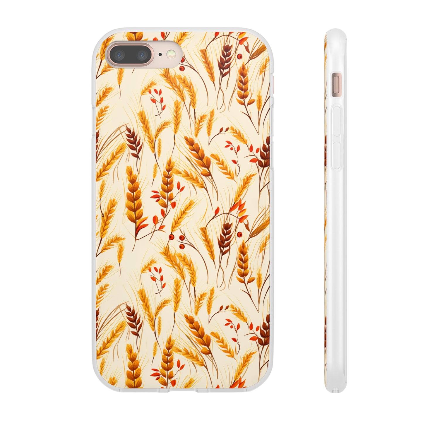 Golden Harvest: An Autumn Collage of Wheat and Berries - Flexible Phone Case