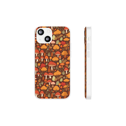 Autumn Spore Wonderland: Enchanting Mushroom and Leaf Designs - Flexible Phone Case