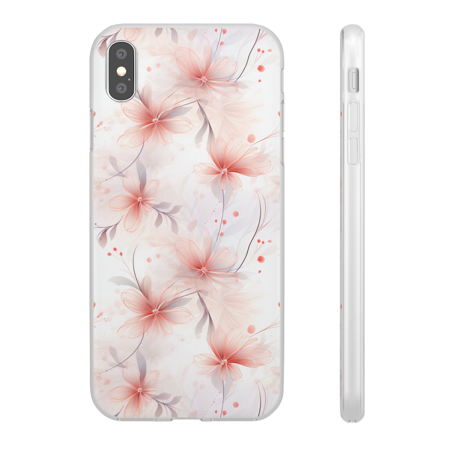 Whispering Petals: Subtle Grey & Pastel Red Gradient Phone Case