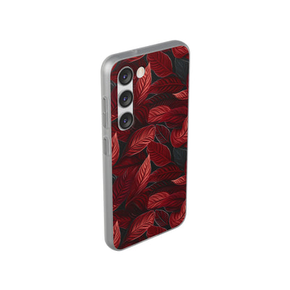 Scarlet Whispers: Lush Autumn Colours in Botanical Bliss - Flexible Phone Case