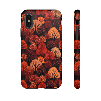 Crimson Forest: Autumn Trees in Vibrant Detail - Tough Phone Case