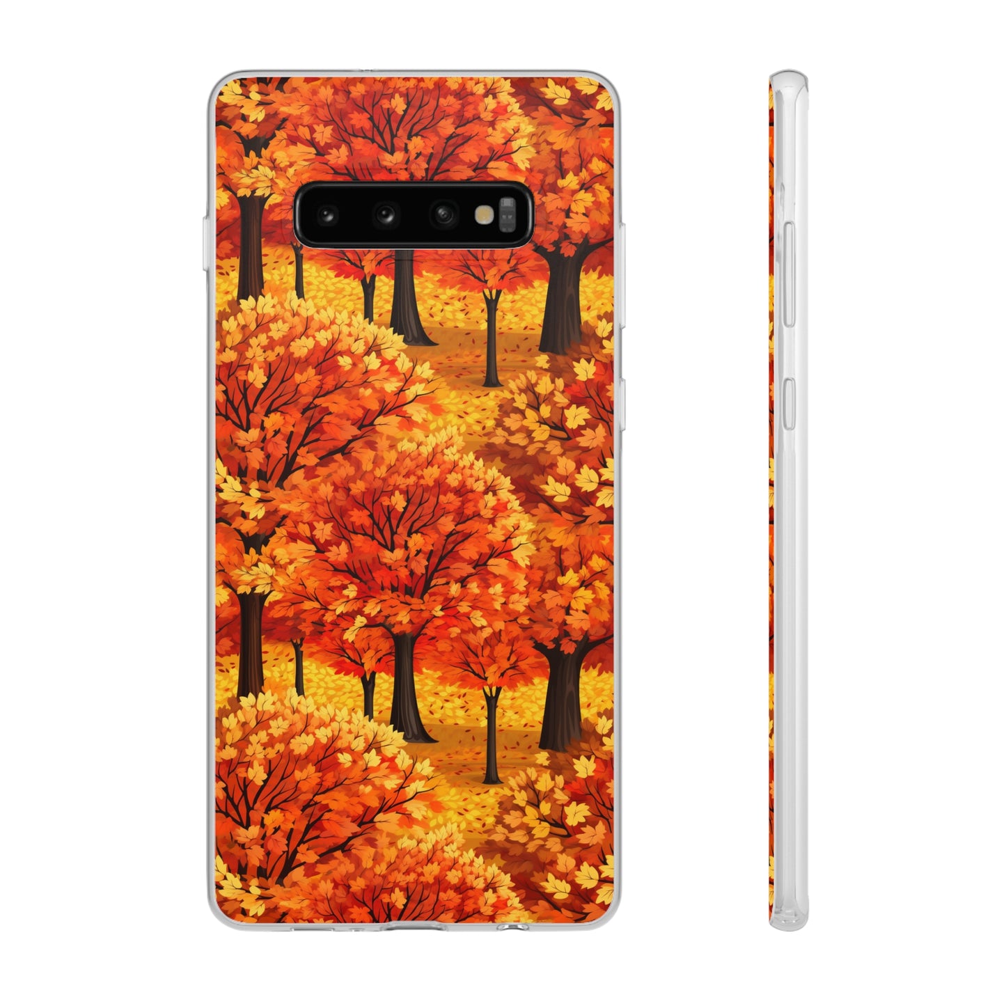 Impasto-Style Woodlands: High-Contrast Autumn Foliage - Flexible Phone Case