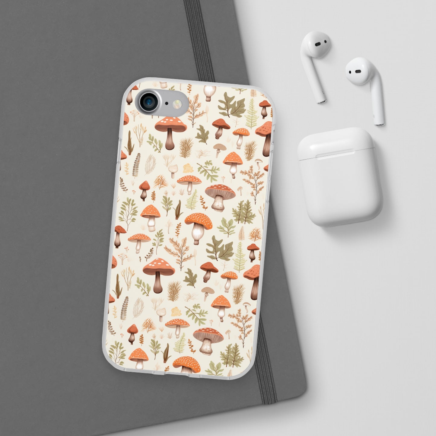 Mushroom Haven - Autumnal Tones Botanical illustration - Flexible Phone Case