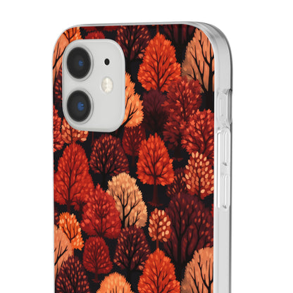 Crimson Forest: Autumn Trees in Vibrant Detail - Flexible Phone Case