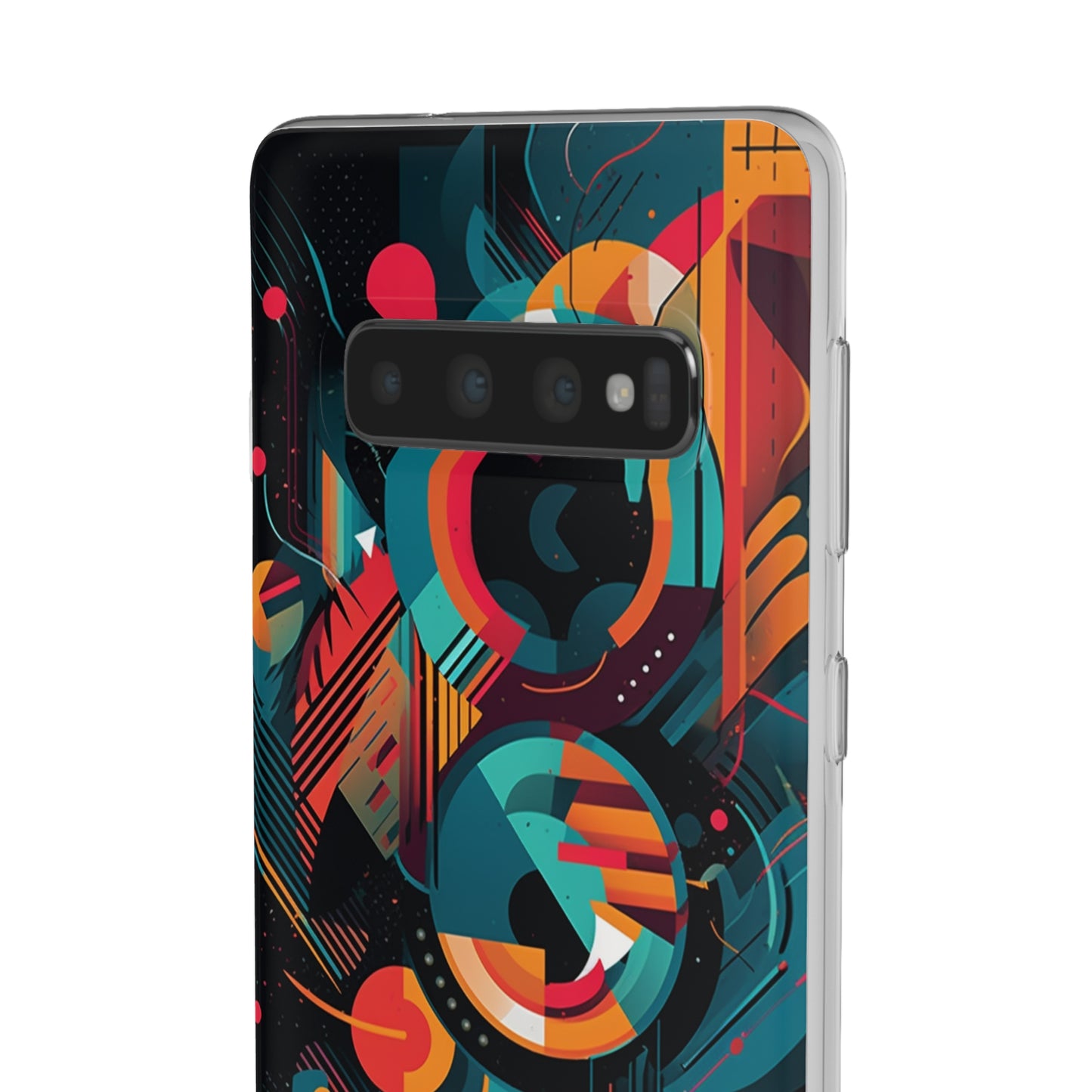 Vibrant Geometric Fusion Phone Case - Bold Squares & Circles Design - Flexi Cases Phone Case Pattern Symphony   