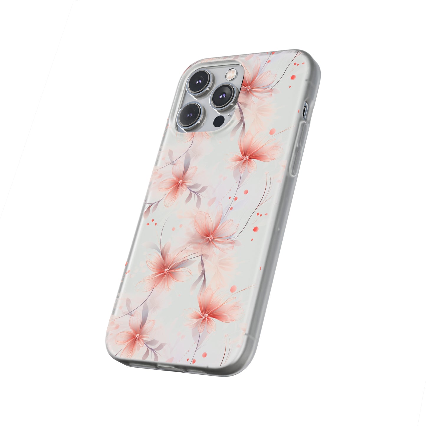 Whispering Petals: Subtle Grey & Pastel Red Gradient Phone Case