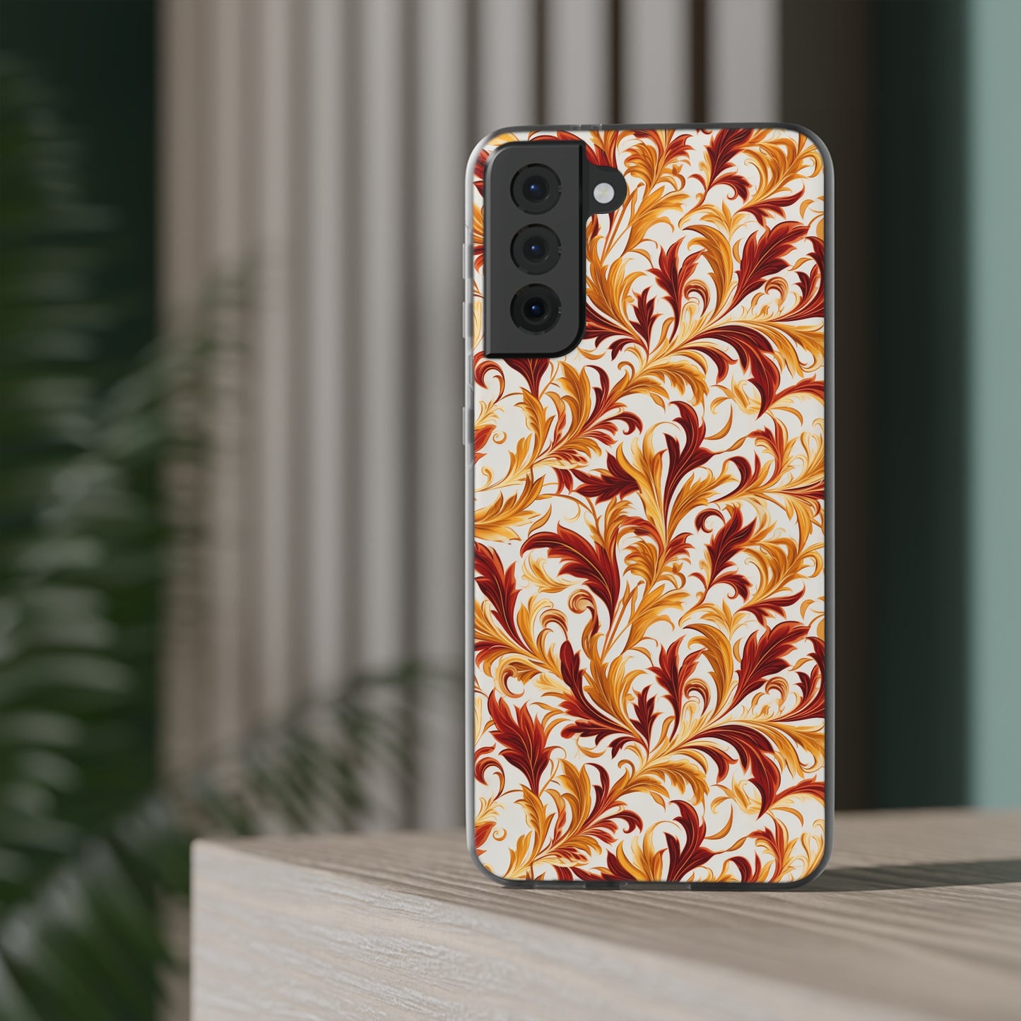 Swirling Autumn: Vortexes of Fall Foliage in Gold and Bronze - Flexible Phone Case