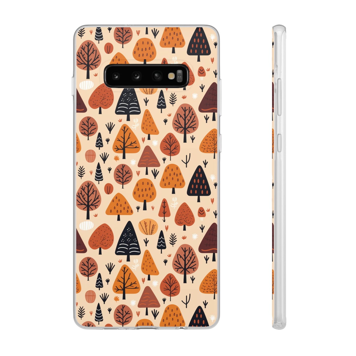 Terracotta Tree Tapestry: A Playful Autumn Mosaic - Flexible Phone Case