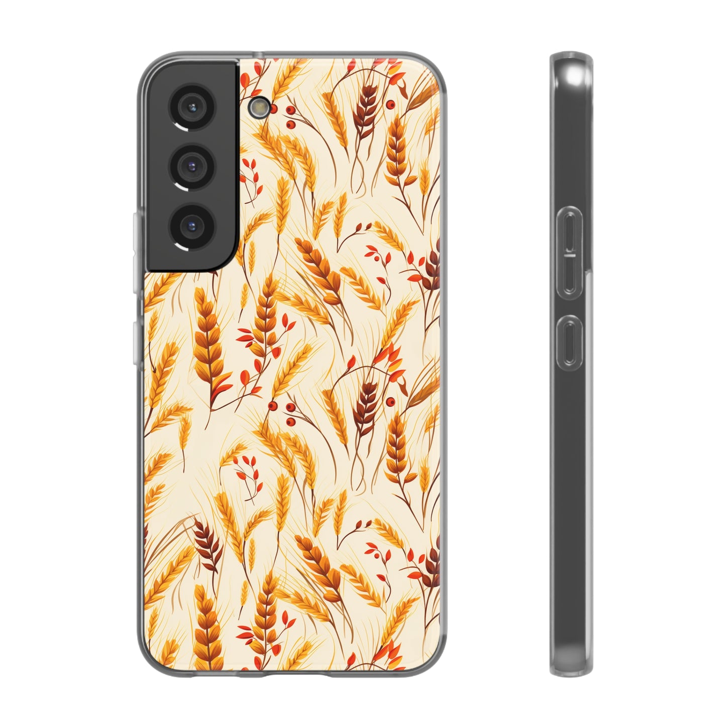 Golden Harvest: An Autumn Collage of Wheat and Berries - Flexible Phone Case