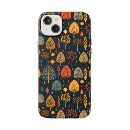 Mid-Century Mosaic: Dappled Leaves and Folk Imagery - Flexible Phone Case