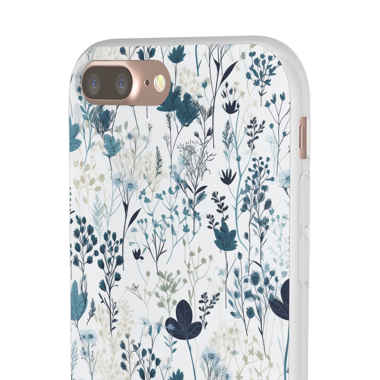 Serene Blue Wildflower Phone Case - Elegant White Background Design - Spring Collection - Flexi Cases Phone Case Pattern Symphony   