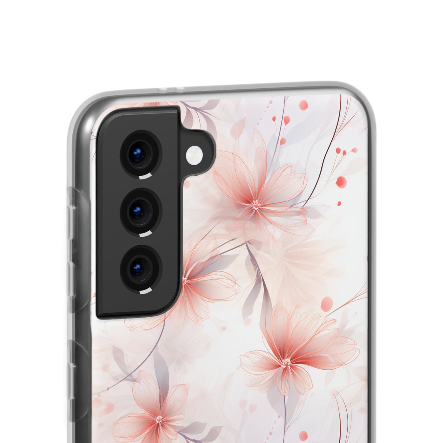 Whispering Petals: Subtle Grey & Pastel Red Gradient Phone Case