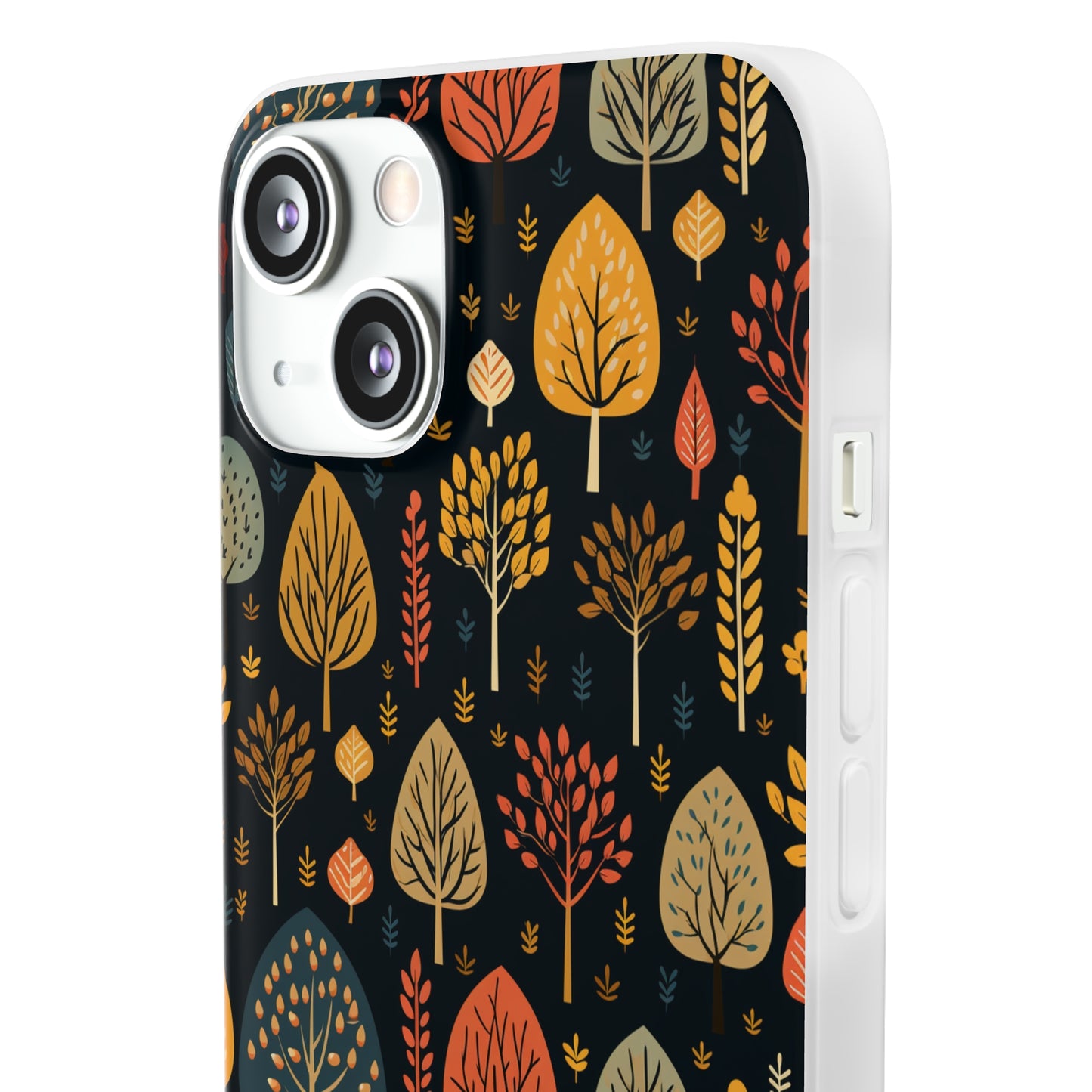 Mid-Century Mosaic: Dappled Leaves and Folk Imagery - Flexible Phone Case