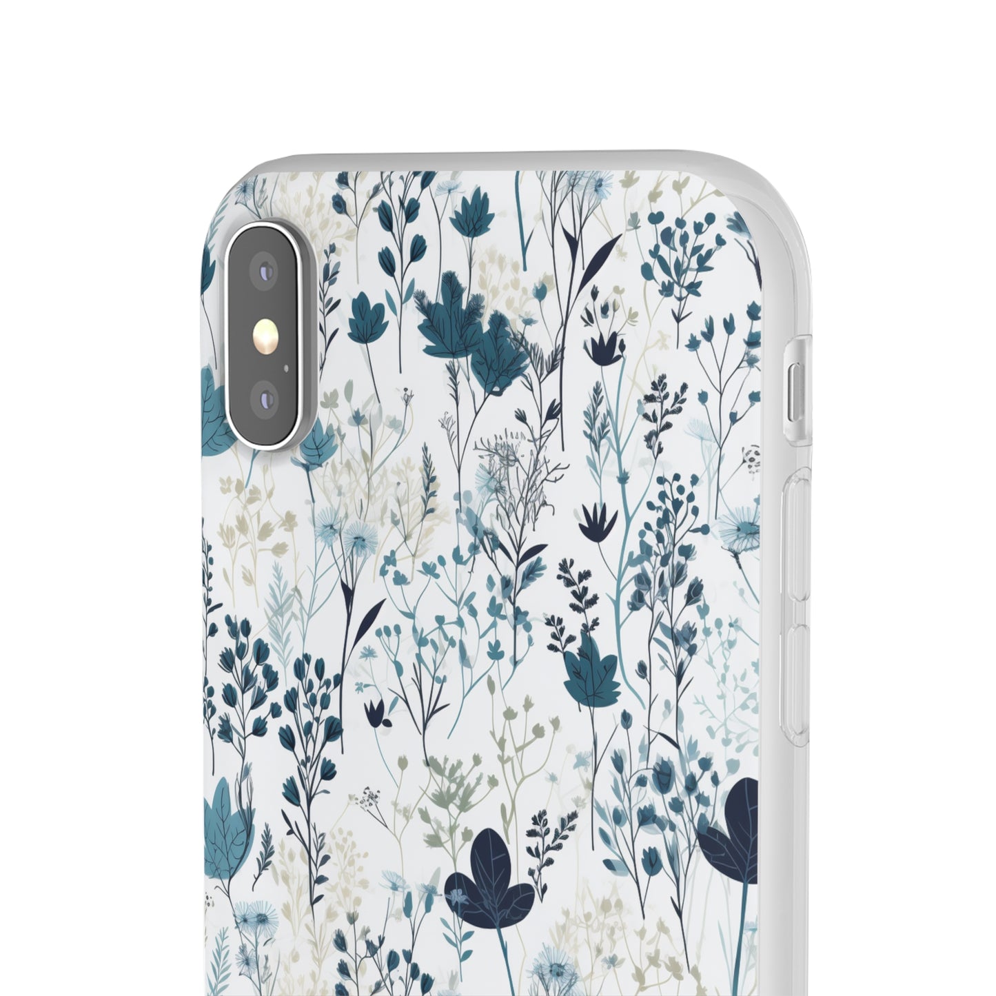 Serene Blue Wildflower Phone Case - Elegant White Background Design - Spring Collection - Flexi Cases Phone Case Pattern Symphony   