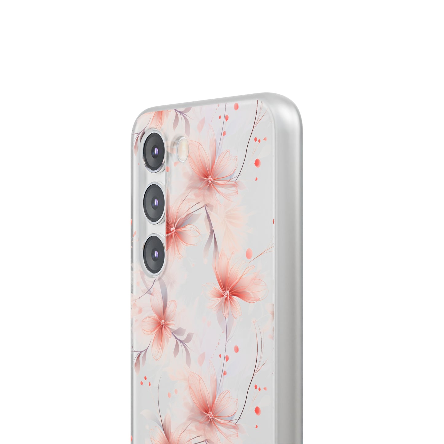 Whispering Petals: Subtle Grey & Pastel Red Gradient Phone Case