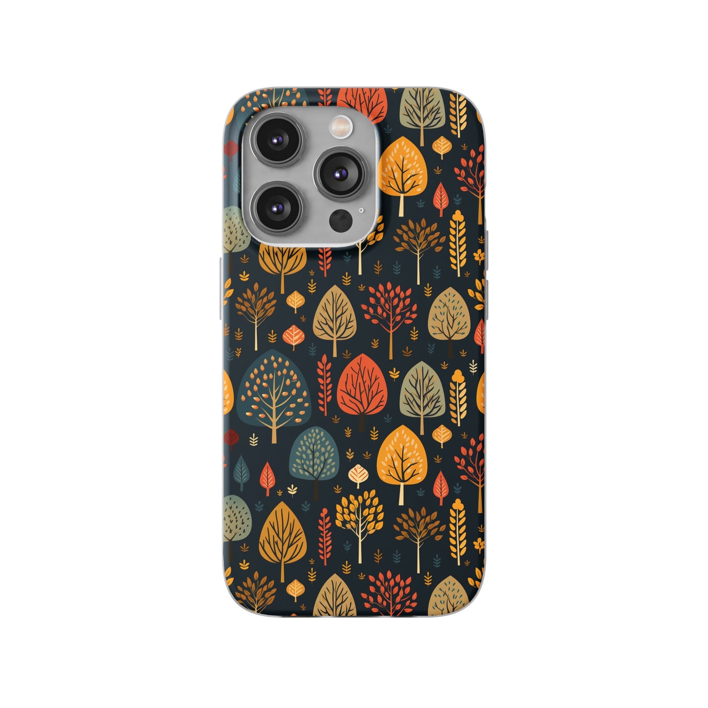 Mid-Century Mosaic: Dappled Leaves and Folk Imagery - Flexible Phone Case