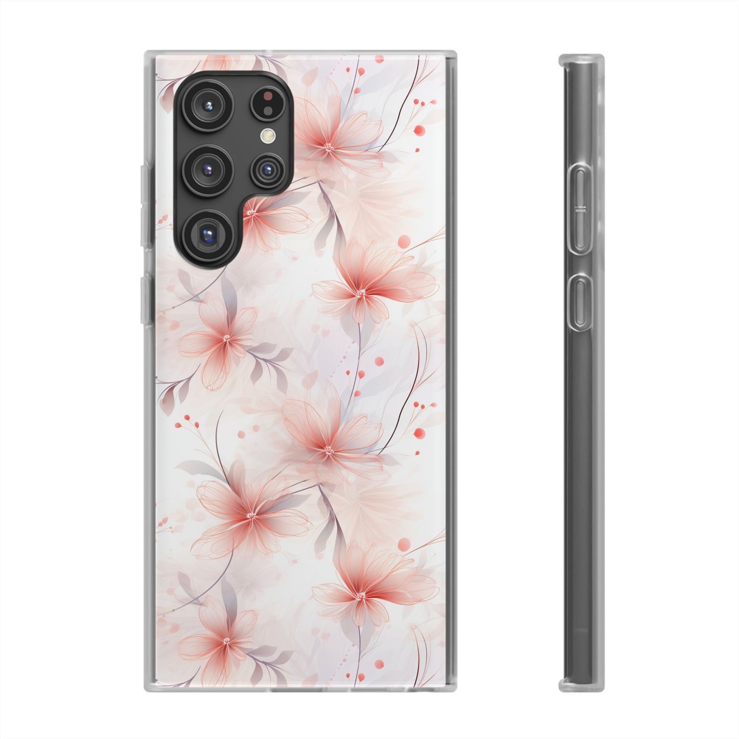 Whispering Petals: Subtle Grey & Pastel Red Gradient Phone Case