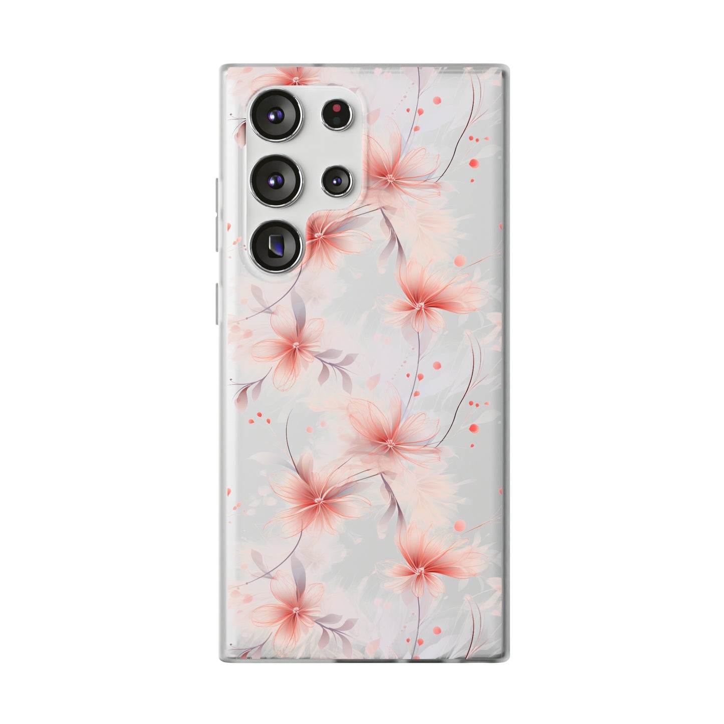 Whispering Petals: Subtle Grey & Pastel Red Gradient Phone Case