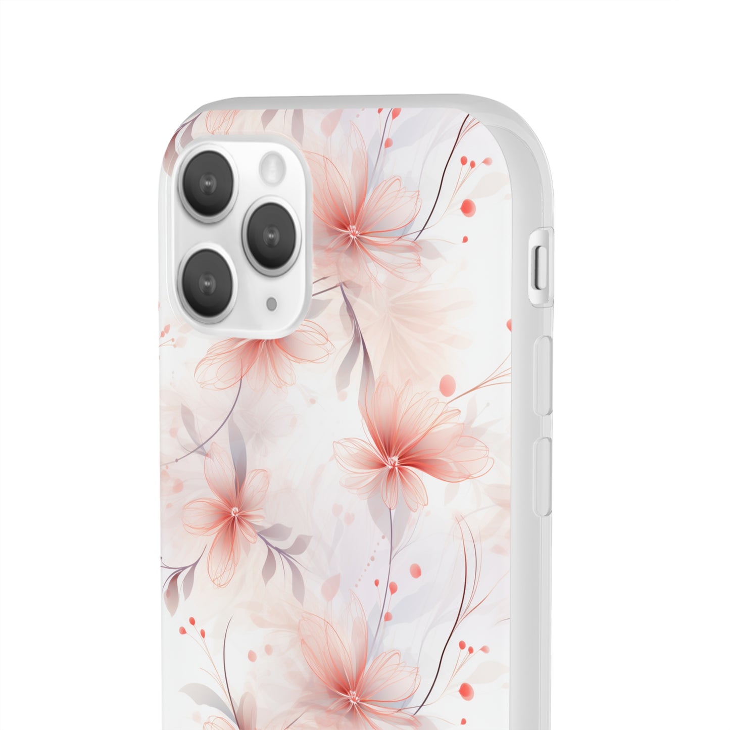 Whispering Petals: Subtle Grey & Pastel Red Gradient Phone Case