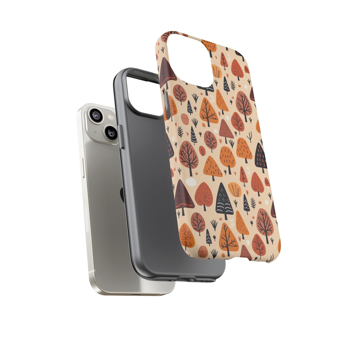 Terracotta Tree Tapestry: A Playful Autumn Mosaic - Tough Phone Case