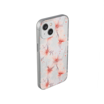 Whispering Petals: Subtle Grey & Pastel Red Gradient Phone Case