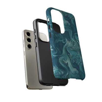 Azure Depths: Layered Blue Topographic Design Tough Phone Case