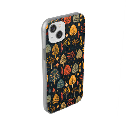 Mid-Century Mosaic: Dappled Leaves and Folk Imagery - Flexible Phone Case