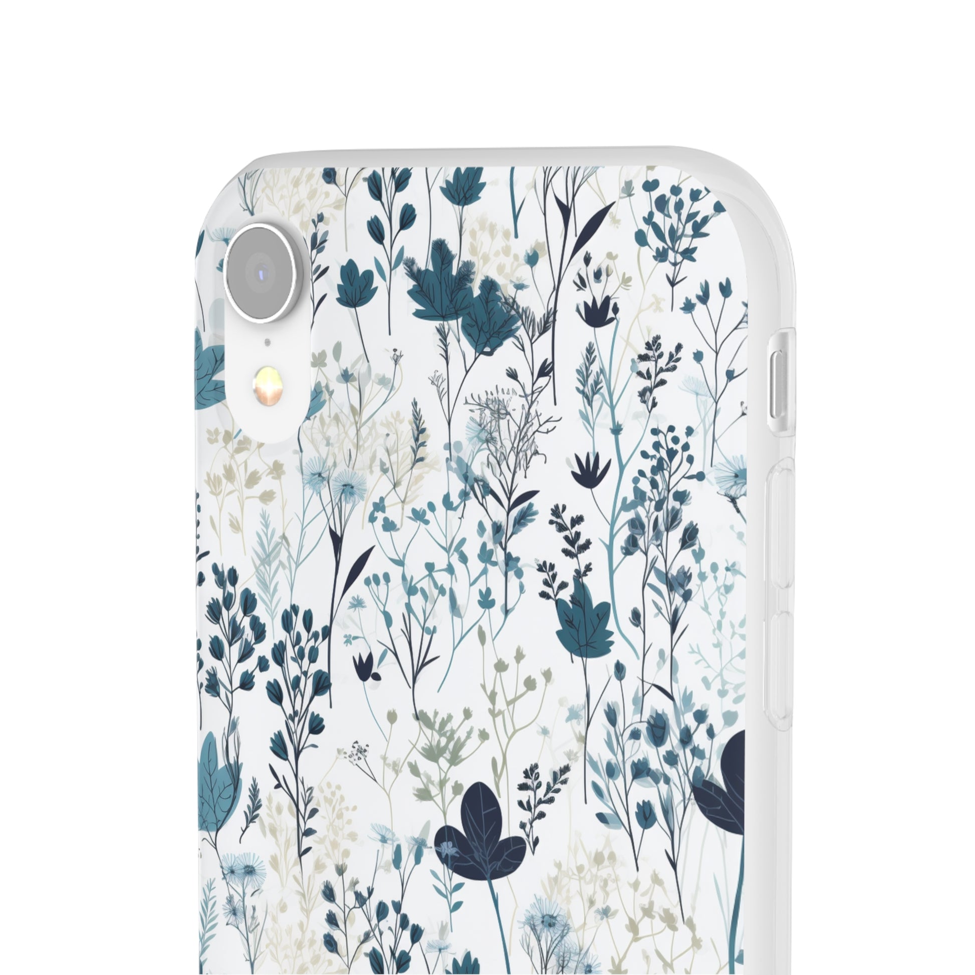 Serene Blue Wildflower Phone Case - Elegant White Background Design - Spring Collection - Flexi Cases Phone Case Pattern Symphony   