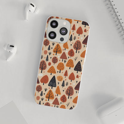 Terracotta Tree Tapestry: A Playful Autumn Mosaic - Flexible Phone Case