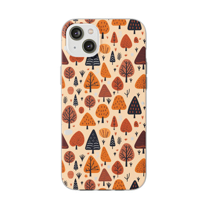 Terracotta Tree Tapestry: A Playful Autumn Mosaic - Flexible Phone Case