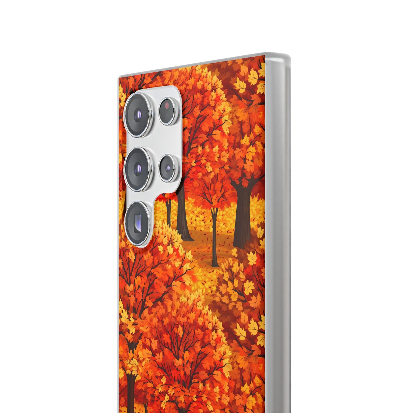 Impasto-Style Woodlands: High-Contrast Autumn Foliage - Flexible Phone Case