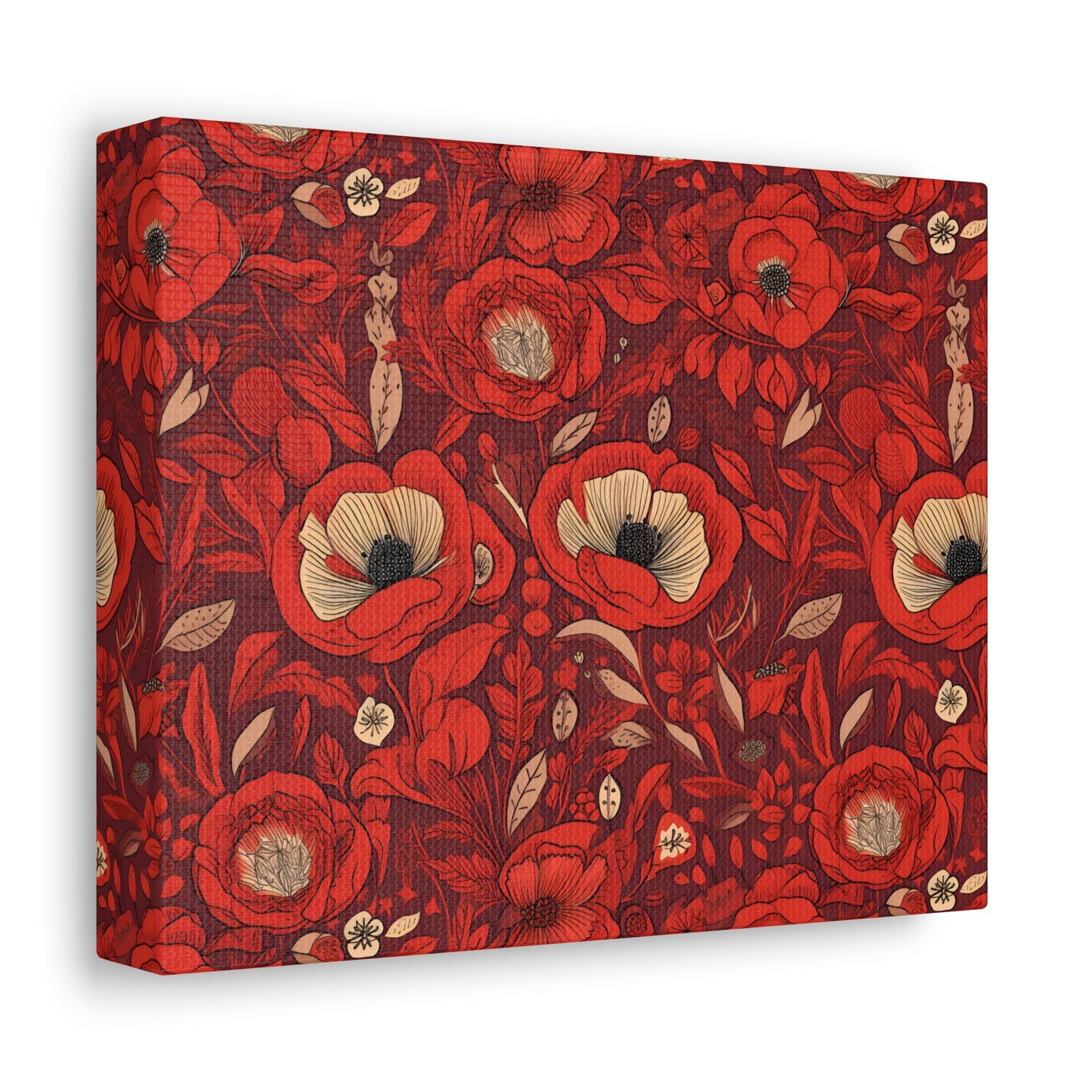 Radiant Spring Blossoms - Vibrant Red Floral Design - Wall Art Canvas