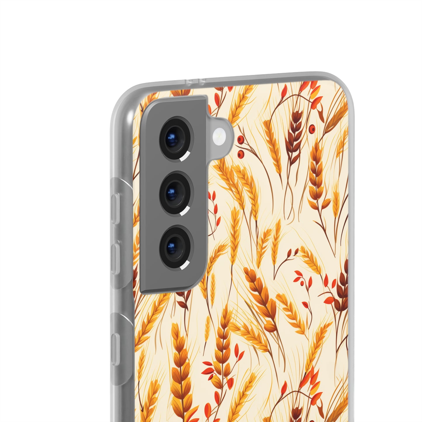 Golden Harvest: An Autumn Collage of Wheat and Berries - Flexible Phone Case